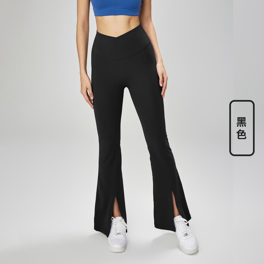 Sweatpants summer new flared pants high waist thin long slightly pulled pants front split design extended yoga pants women
