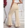 Women's solid color bell-bottom pants high-waist loose casual pants