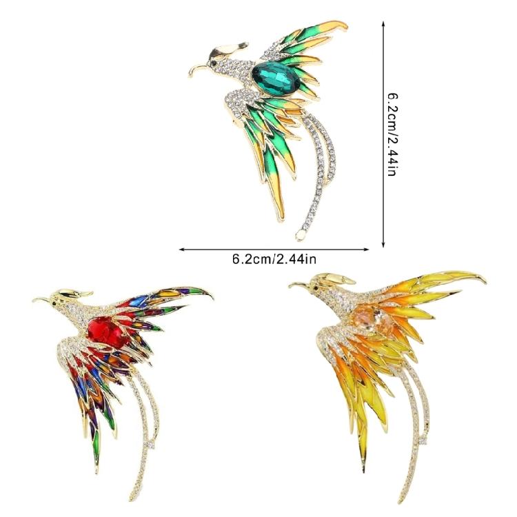 Unique Multicolor Crystal Phoenixes Bird Brooch Dazzling Crystal Phoenixes Brooch Unisex Enamel Bird Pin for Office