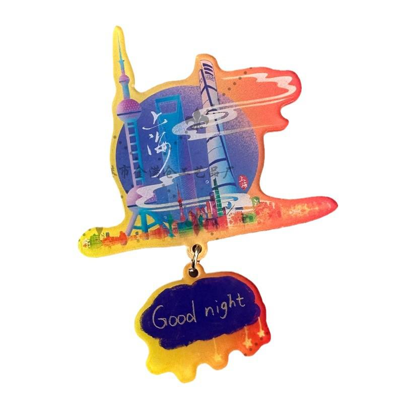 Custom Acrylic Soft Magnetic Cartoon DIY Epoxy Resin Chinese Style City Refrigerator Magnets