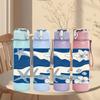 1PC Blue Wave Starfish Pattern 750ml Color Plastic Sports Water Bottle Leakproof Flip Straw Lid Suitable for Sports Office Home Use