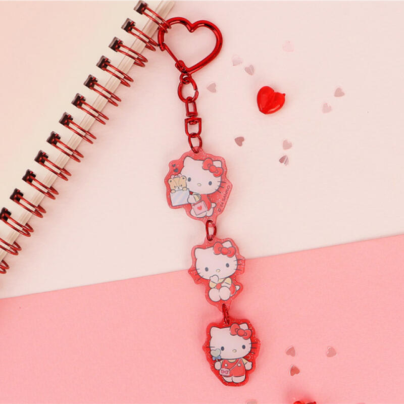 Hello Kitty keychains in a row