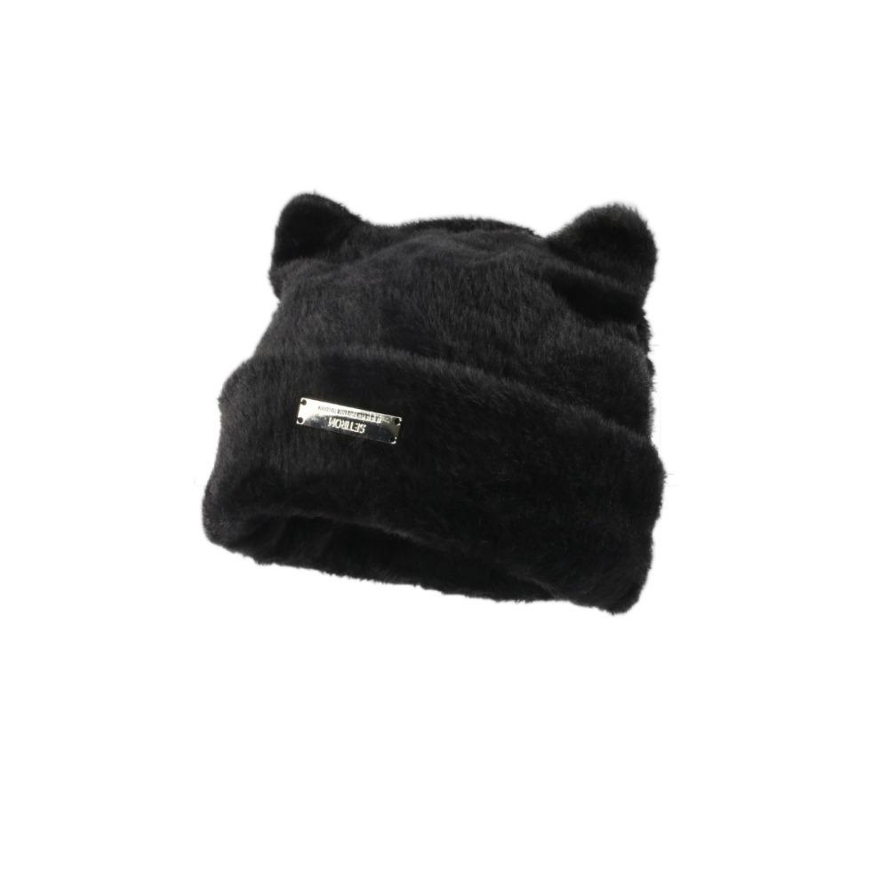 Cat's Ears Knitting Hat Revealing Face Small Wool Hat Cute Women Cap  Women's