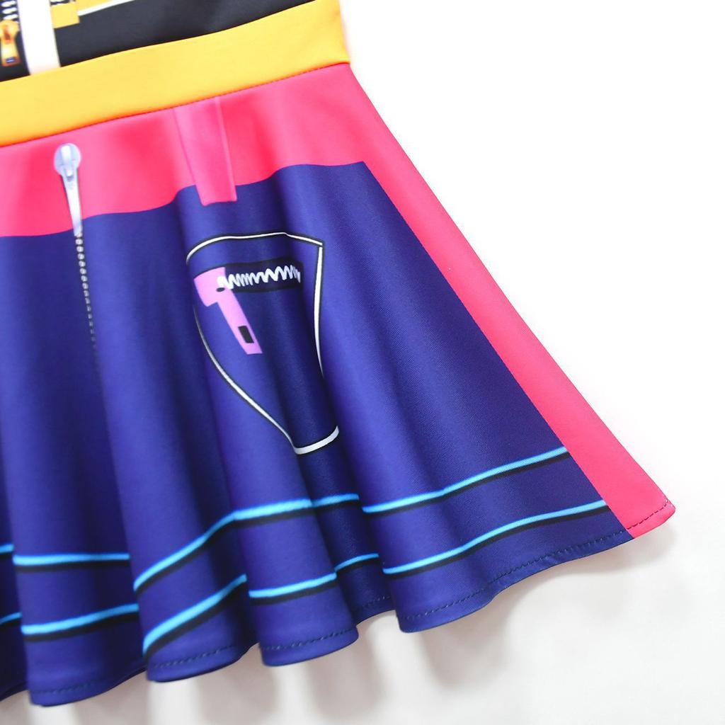 Children's Fashion Printed Denim Top And Short Skirt Set