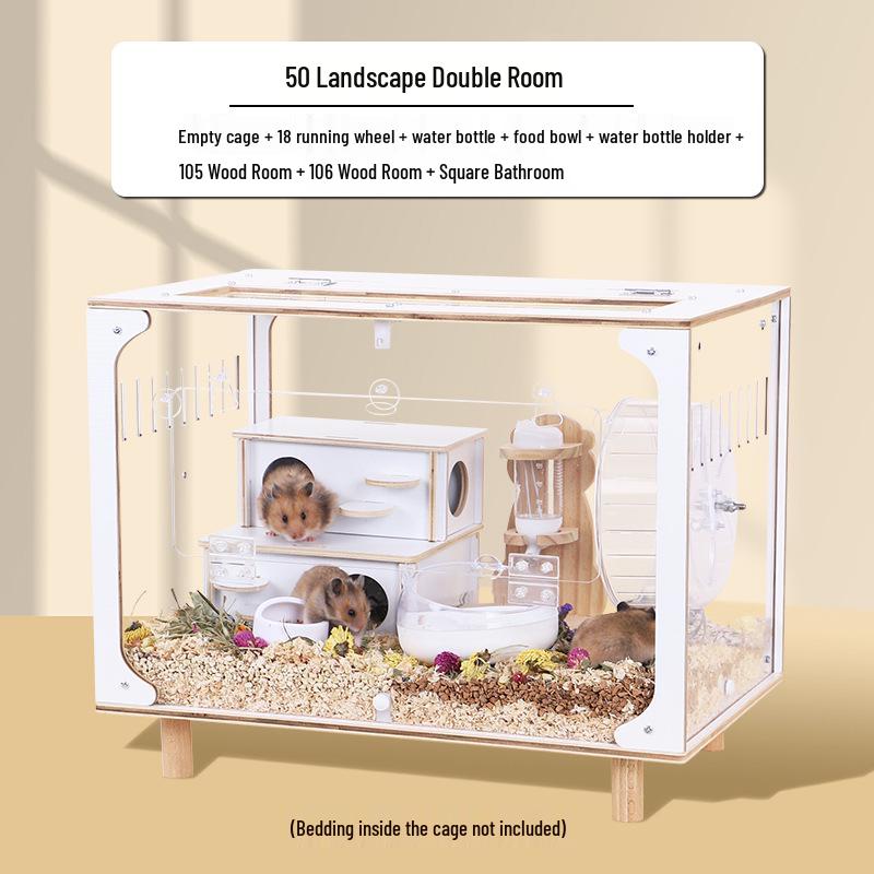 Golden Hamster Luxury Villa - Large Acrylic Cage, Starry Sky Design