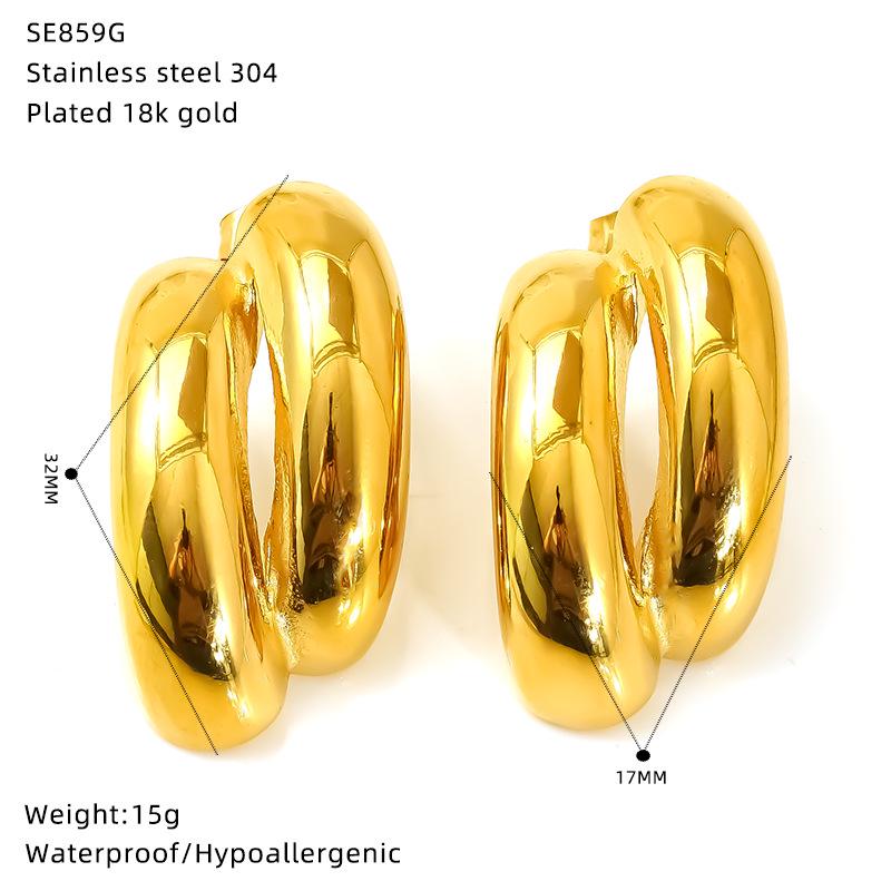 

Серьги из титановой стали с гальваническим покрытием из 18-каратного золота для женщин - Модные и универсальные