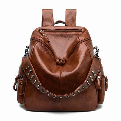 Fashionable Soft Leather Large-capacity Travel Backpack Single-shoulder Schoolbag