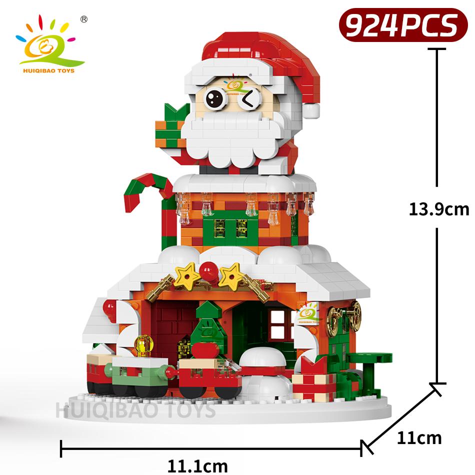 Non-Toxic Children Mini Christmas Tree Santa Claus House Model Micro Building Block Diy Snowman Bricks Toys Adult Ornament Gift
