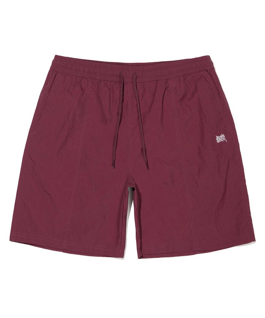 BROWNBREATH Tag Nylon Shorts - Burgundy