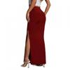 Womens High Waist Solid Color Slit Midi Skirt Slim Fit A Line Daily Wear