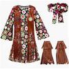 Traje hippie vintage con flecos para mujer traje hippie halloween cos disfraz tribu primitiva Musa