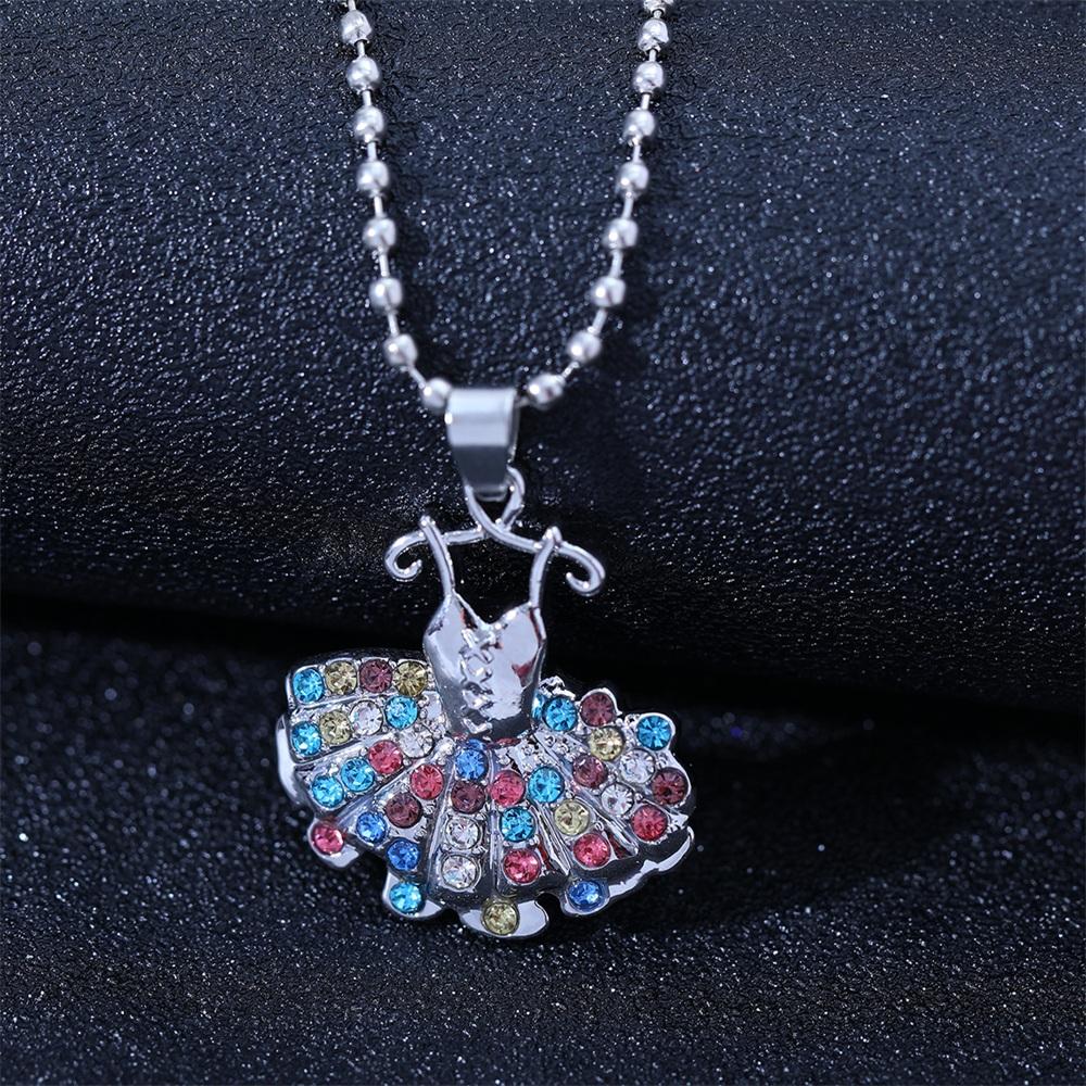 Women Girls Dazzling Crystal Dance Shoe Dress Design Necklace Full Colorful Rhinestone Pendant Beads Chain Choker