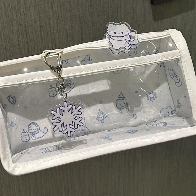 Cute Cartoon Translucent Pencil Case Double Layer Large Capacity Stationery Storage for Kids Students Art Class School Use