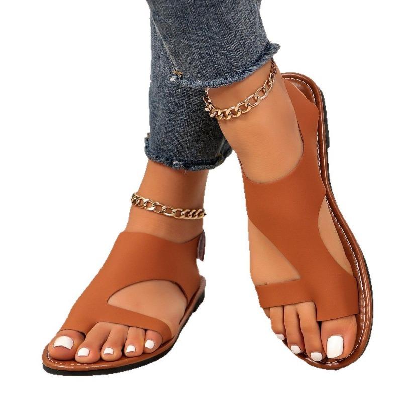 Cross-strap Flat Sandals Women's Retro Style Shoes Wide Strip Open-toe Beach Flip-flops
