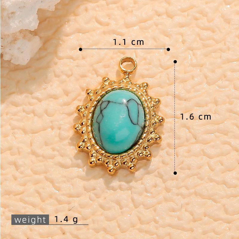 European & American Cross Turquoise Necklace Earrings Pendant Sunflower Charms DIY Sweater Chain for Women