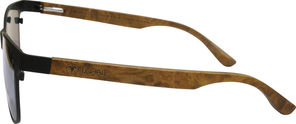 iZONE High Performance Polarized Sunglasses WOOD Wooden IDRIVE Takumi Driving Fishing Golf [iZONE] Men's P603-DRBK1-3 (Black/Brown)