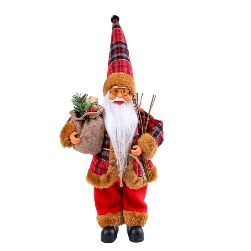 Multipurpose Holiday Ornament with Stylish Santa Doll Vibranting Fabric Christmas Collectible Figurines Daily Use