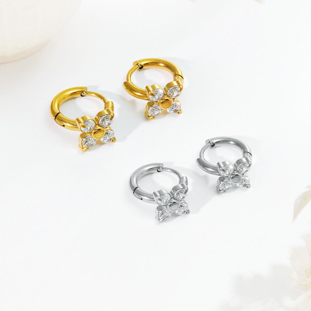18K Gold-Plated Titanium Steel Clover Earrings - Non-Fading, High-End Women's Ear Jewelry