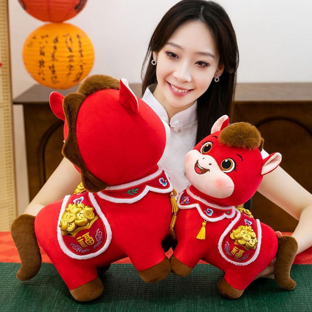 Soft Plush Horse Plush Doll Chinese Style Chinese Stuffed Horse Doll  Chinese New Year Gift