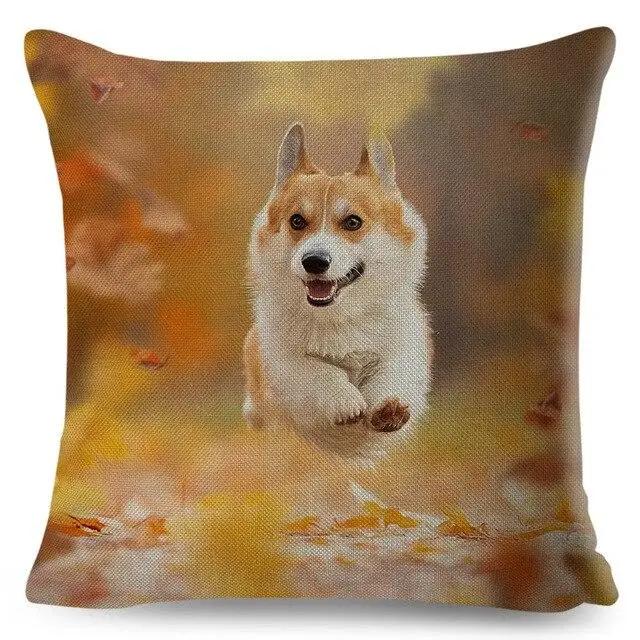 Cute Welsh Corgi Pembroke Dog Printed Pillowcase Decoration  Pet Animal Cushion Cover Sofa Household Car
