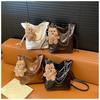 Retro Versatile Soft Pu Leather Shoulder Bags for Women Simple Ladies Bucket Handbags Portable Female Chain Crossbody Bag