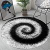 Black and Gray Spiral Tie-Dye Round Area Rug, Non Slip Washable Floor Mat for Living Room Bedroom and Patio, Abstract Decor