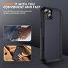 For iPhone 15 Plus Case Flip Kickstand Card Holder TPU+PC Anti-fall Phone Cover