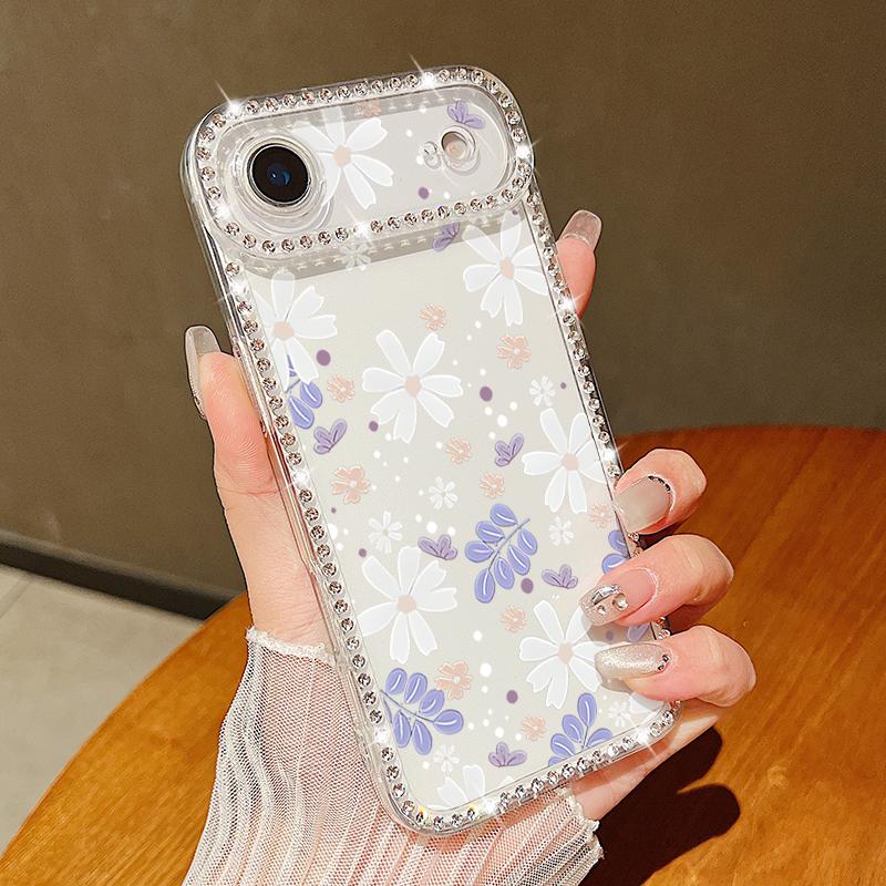 For iPhone 16 Pro Max Case Butterfly Flower Pattern Diamond Cover For iPhone 17 Aiir 15 14 13 16e Funda iPhone17 Pro Max Clear Soft Case Cover