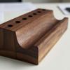 Wood Pen Stand Recessed Channel Wooden Pen Display Stand Desk Accessory Minimalist Space-Saving
