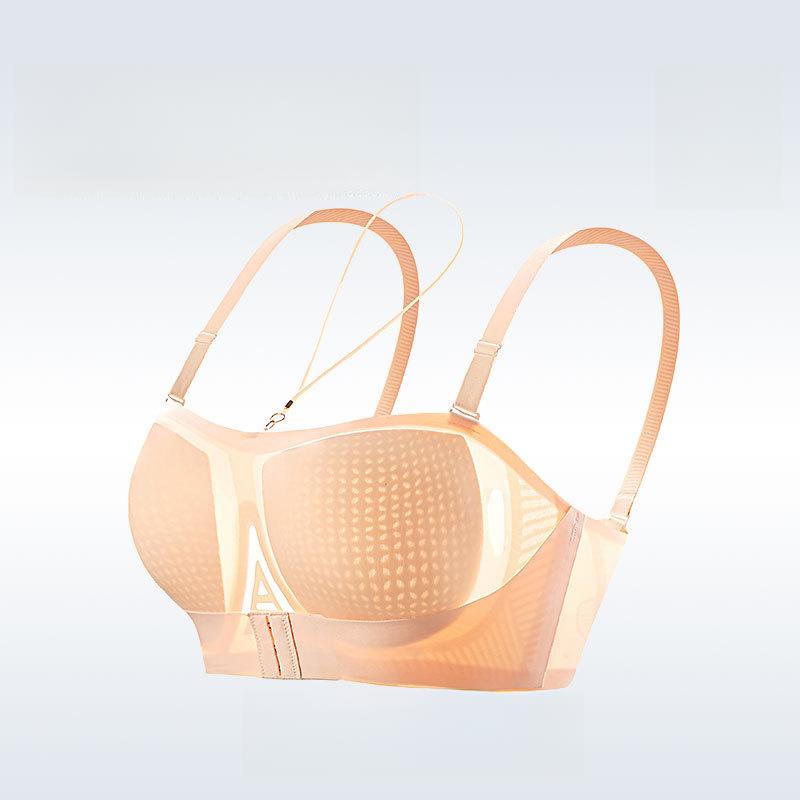 

Бюстгальтер без бретелек женский большого размера регулируемый для поддержки груди пуш-ап красивый спина противоскользящий собранный без косточек 4XL бежевый