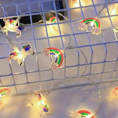 Cute Rainbow and Unicorn String Light Fairy LED Lights for Home Bedroom Birthday Gift Lights  Christmas Halloween Decoration
