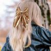 Large Size Satin Bow Hair Clip Gold Glossy Satin Butterfly Hairpin Smooth Surface Large Bow Accessories Headwear For Women Girl