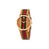G-Timeless Series Watch Quartz Movement Leather Strap Brown Dial Vintage Red And Green Bee Unisex Watches YA1264077