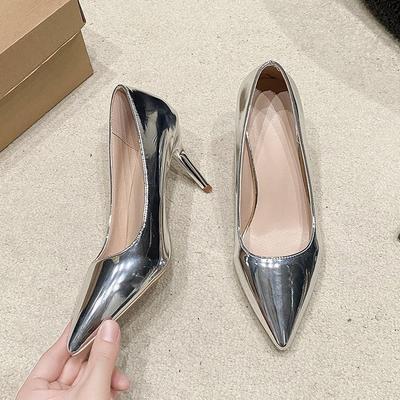 Tacchi Alti 10CM Taglia Grande Nudo Punta Appuntita Festa Notturna Etichetta Modello Passerella Tacchi Sottili Scarpa Singola Elegante e alla Moda