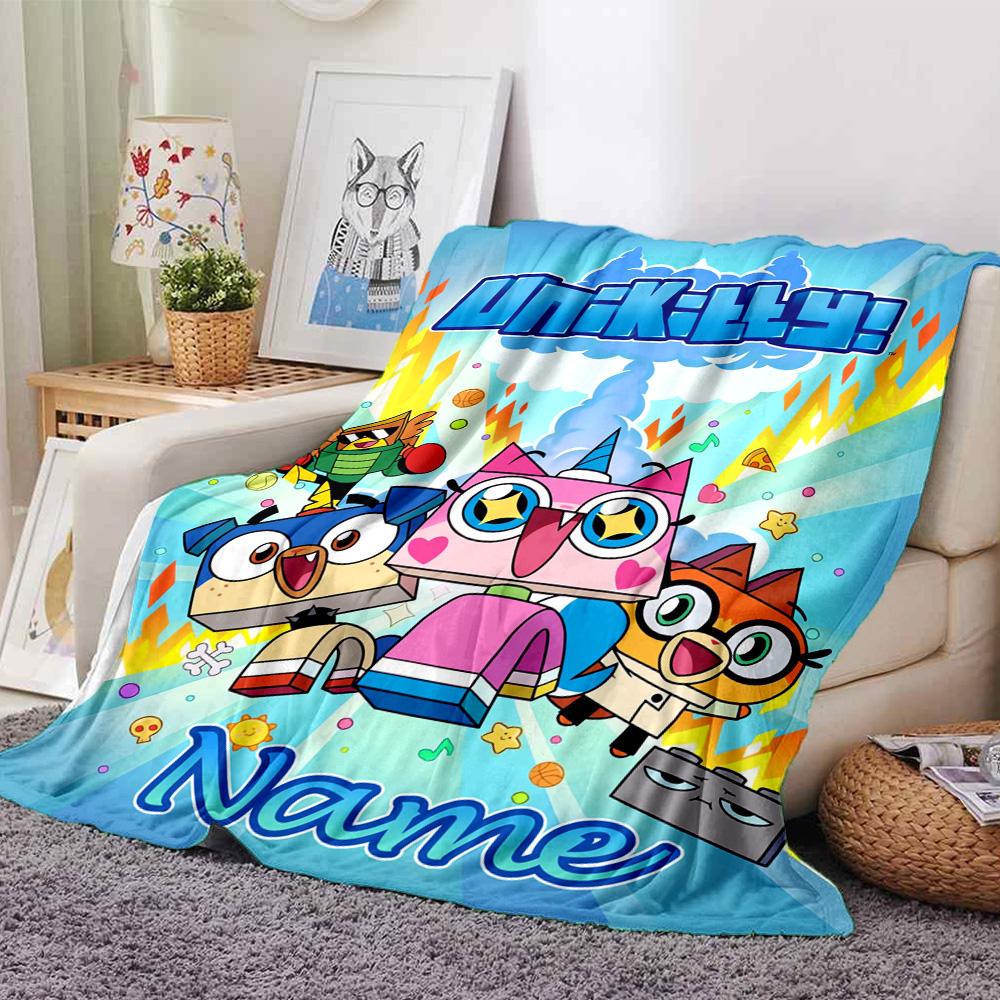 Customiz Name Personality UniKitty Blanket Soft &Warm Sofa Office Bed Travel Lunch Break Blanket, Gift Suitable All Seasons