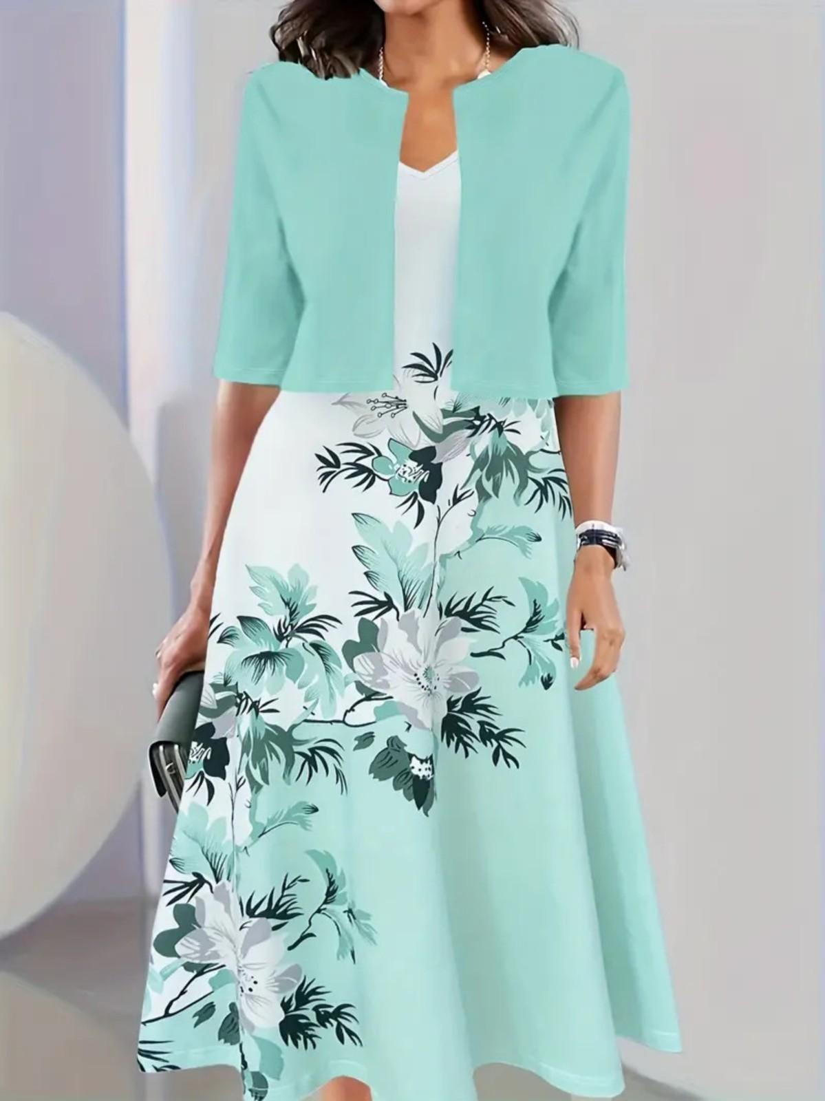 

Casual V-neck Button Dress XL зелений