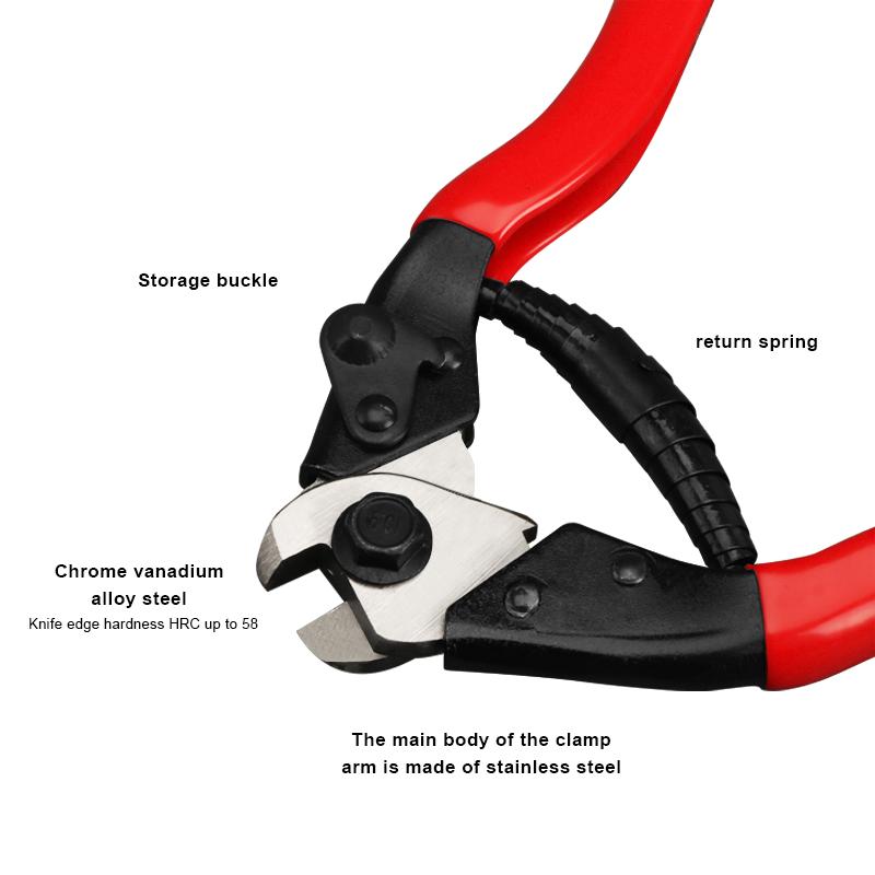 Řezačka kabelů řadicí páky na kolo, multifunkční svorka na hadici kola, řezačka vnitřních kabelů, kleště na brzdové hadice na kole