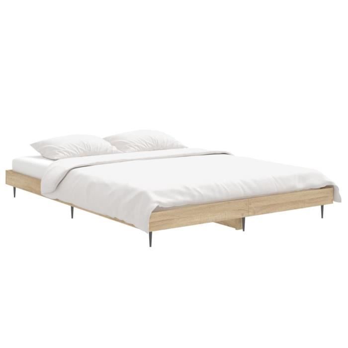 VidaXL Cadre de lit chêne sonoma 140x190 cm bois d'ingénierie 832280