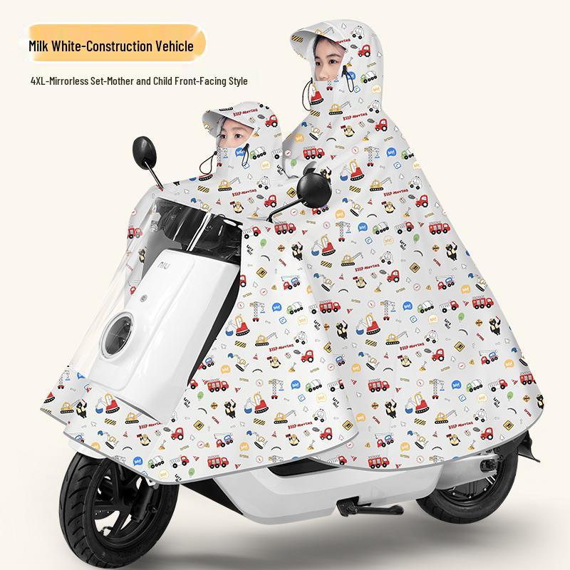 Parent-Child Raincoat for 2025: XL Front-Mounted Electric Scooter Double-Person Poncho