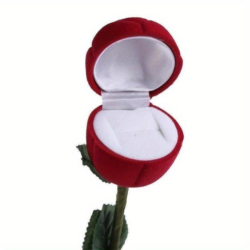 1 Pcs Valentine's Day Portable 3D Red Rose Jewelry Box Earrings Storage Display Holder Gift Boxes For Earring Rings