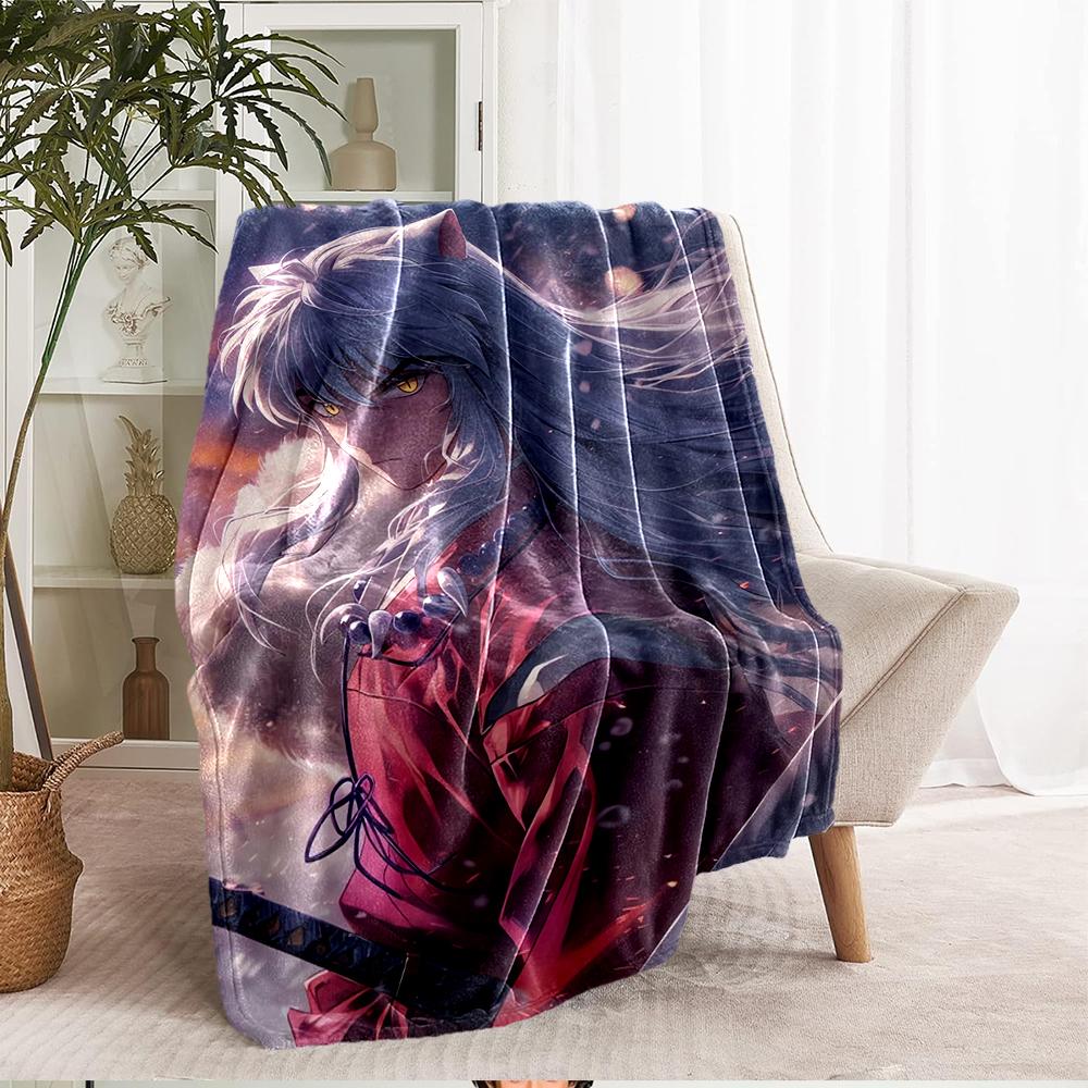 Inuyasha Theme Printed Blanket - Perfect for Couch, Bed, Travel & Outdoor Use | Machine Washable, Cozy & Durable.