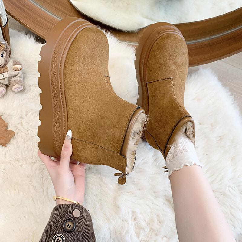 Women's soft elastic winter warm cold padded snow boots thick-soled non-slip wear-resistant outdoor leisure sports Martin cotton boots