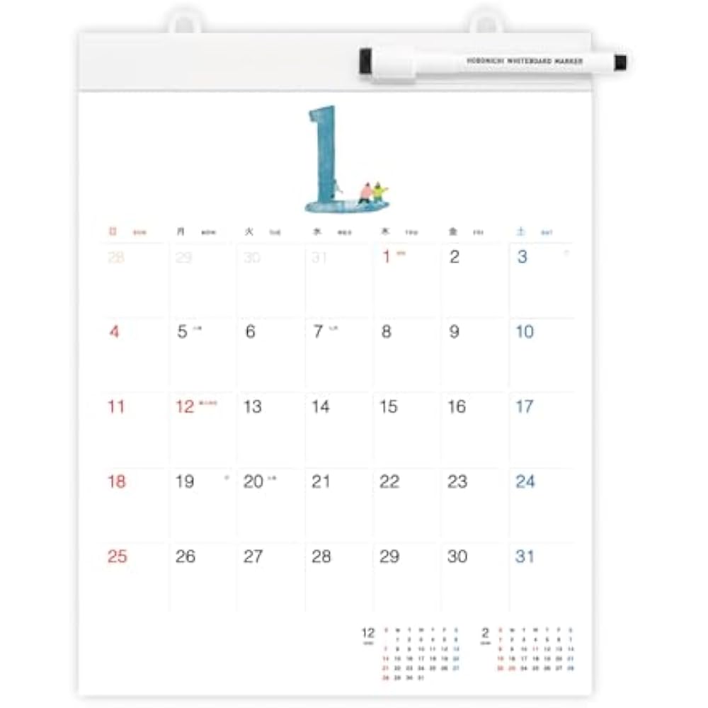 Hobonichi Whiteboard Calendar 2026 Medium Wall Mount