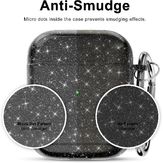 Svanove for Airpods Case Clear Glitter, Sparkly Bling Cute Airpods 1st 2nd Generation Case with Keychain, Hard Shell Girly Y2k Aesthetic Airpods