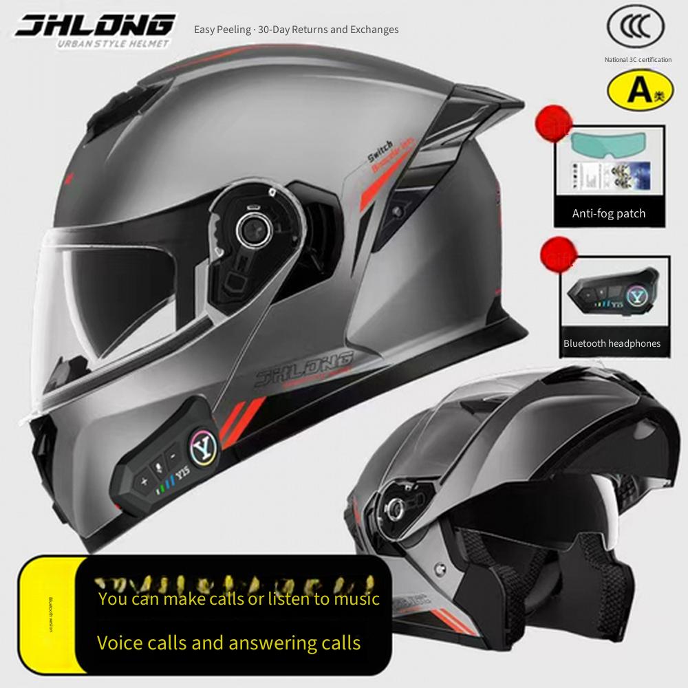 Built In Bluetooth Modular Flip Up Motorcycle Helmet Waterproof Long Battery All Season Safety Helmet for Delivery Riders Commuter Use