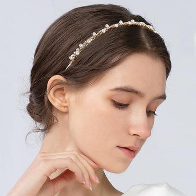 Fashion Women Ornament Pearl Wave Headband Wedding Party Crystal Rhinestone Haiband Hair Hoop