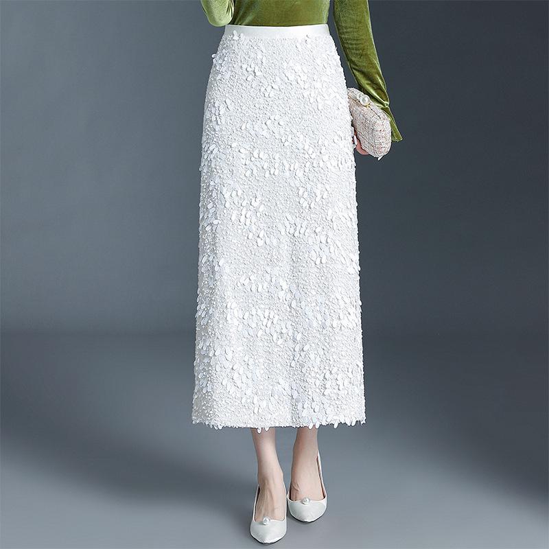Winter Women's High-Waisted Velvet Sequin Bodycon Skirt - Stylish, Slimming, and Hip-Covering Design
