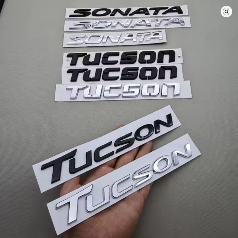 Rlapg3 ABS SONATA TUCSON Styling Car Logo Letter Decal Tail Rear Trunk Emblem Badge Sticker For Hyundai Auto Decoration Accessories