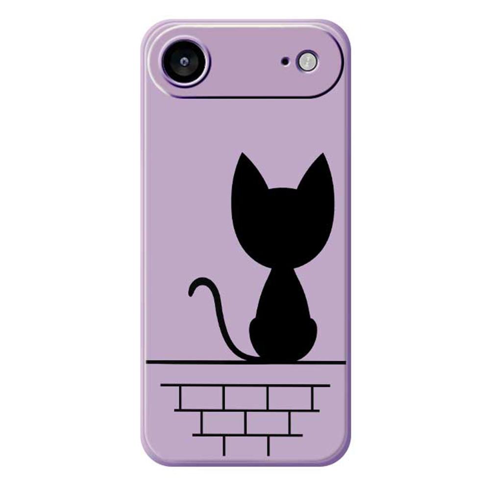 For iPhone 17 Air Case Black Cat On the Wall Pattern Printing Straight Edge TPU Phone Back Cover
