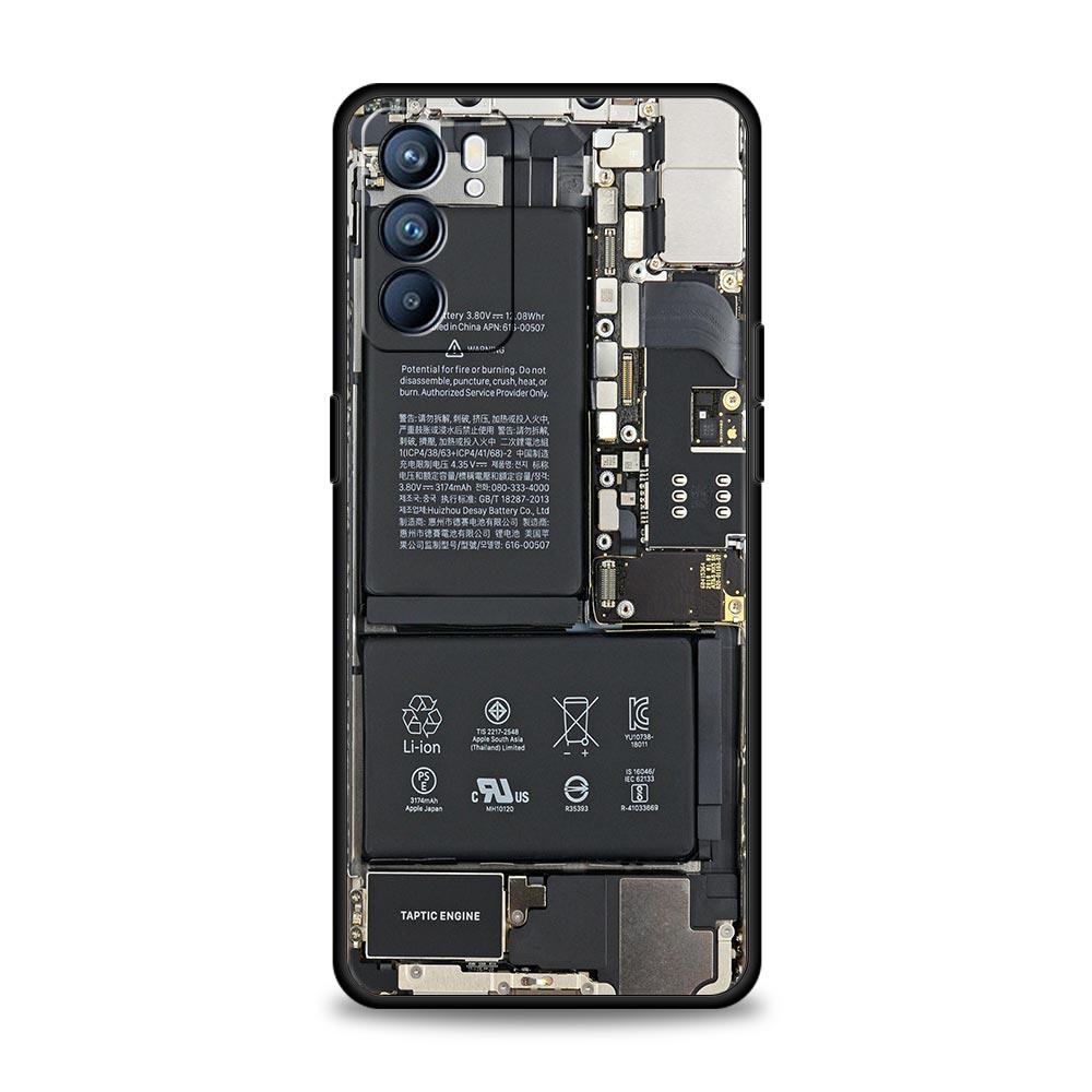 Handyhülle mit Hauptplatinen-Motiv für Oppo Reno 13, 12, 11, 10, 7, F, Find X5, X6, A98, A80, A79, A78, A57, A54, A31, A17 Pro 5G (weiches TPU)